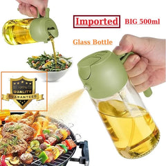 2-in-1 Olive Oil Spray Dispenser – 500ml Glass Oil Bottle for Cooking, BBQ, Frying & Air Fryer Use